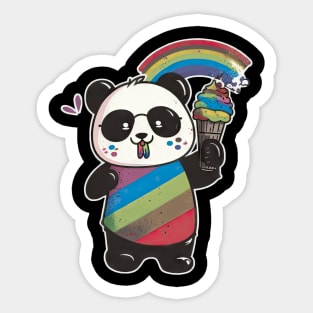 Cute Kawaii Panda Pride with rainbow ice Sticker